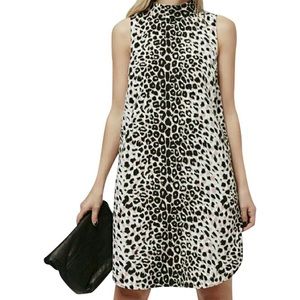 Topshop Black and White Leopard Print Midi Dress
